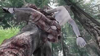 Dark Elf gets her pussy railed by a big troll cock