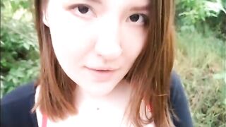 An Asian girl got fucked outdoors by the first comer
