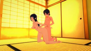 Hinata Hyuga is too shy to interact with others, but she compensates with sex