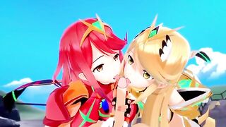 Pyra fucks with the hot Mythra in a steamy 3D scene