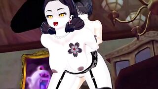Lady Dimitrescu rides big cock in doggy style, gets cum on her face in Resident Evil hentai