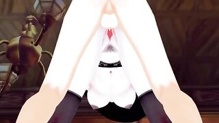 Lady Dimitrescu rides big cock in doggy style, gets cum on her face in Resident Evil hentai