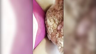 Horny bitch fucks her teddy bear passionately