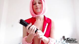 Sakura teaches you how to masturbate with her instructions, showcasing her iconic JOI skills from the Naruto series