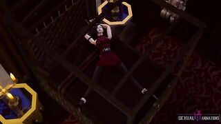 Ada Wong captured by a zombie police girl and intensely fucked in this animated scene
