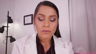 A busty nurse instructs you on how to jerk off in a steamy roleplay scene