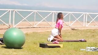 Peruvian gym teacher caught in steamy workout session with a sexy woman