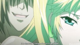 A super cute girl in the animation gets two dicks at once