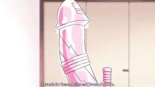 A super cute girl in the animation gets two dicks at once