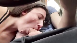 A couple enjoys a road head during their real road trip
