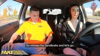 Pervert driving instructor cheats on his wife with a hot student in a car
