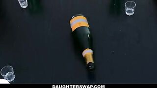 Sluts spin bottle, fucking their stepdads in steamy foursome