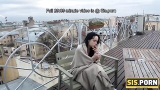 A sexy girl gets rid of smoke by means of a cock