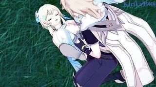 Aether fucks hot Lumine in the meadow at night