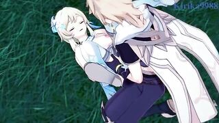 Aether fucks hot Lumine in the meadow at night