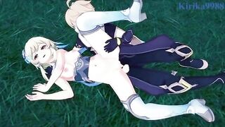 Aether fucks hot Lumine in the meadow at night