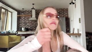 Girl with glasses is a slut, she loves to suck cock and get messy