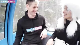 A pretty woman is having fun with a man in the park