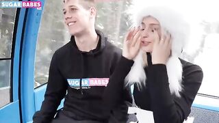 A pretty woman is having fun with a man in the park