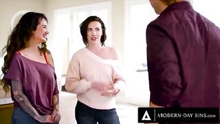 Casey Calvert and Arabelle Raphael ask Casey's ex-boyfriend to join their sexy fun
