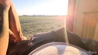 Fucking in the open air in a camper on the highway with the door open
