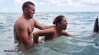 A beautiful babe has amazing sex right in the blue lagoon, embodying the sensual and glamorous vibe that Babes is known for with their focus on natural beauty and erotic outdoor scenes
