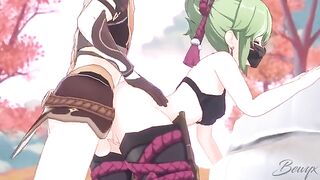 Kuki Shinobu gets her pussy railed by a huge cock in 3D
