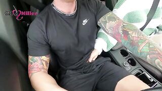 My wife deepthroats my cock while driving in a risky spot