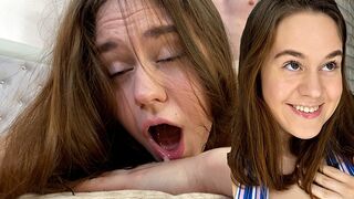 Petite brunette gets her friend’s husband’s cock in her mouth