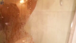 Young and sexy girl plays with a big dildo in the shower