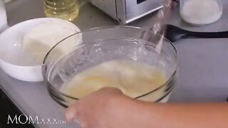 Florane Russell, a hot stepmom, fucks her stepdaughter Jenny Wild in the kitchen