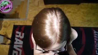 The hungry student gets her glasses full of sperm