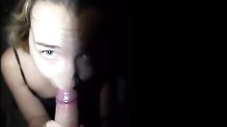 Mona Blue is a cute girl who swallows the guy's dick after doggy style sex on the public playground