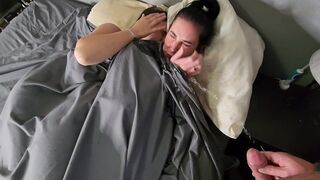 I pee on two girls in bed, they get wet, make out and rub their pussies together