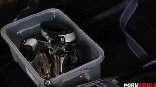 Two extra-hot busty beauties in gonzo BDSM threesome