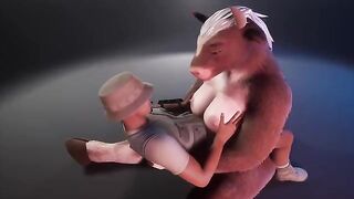 A furry cow gave milk to the ranger in a wild scenario