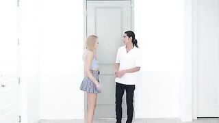 Skinny blonde Madison Summers fucked in the kitchen with passion