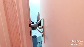 I spy on my stepsister while she masturbates, then I offered her my cock and she accepted!