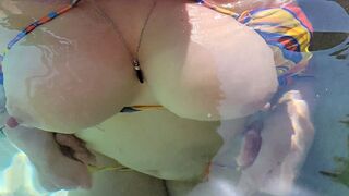 A step sister gets caught jerking off in the hot tub by a curious guy