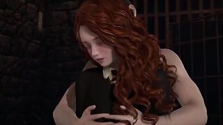 Harry Potter fucks his tutor Hermione Granger on the third floor of Hogwarts