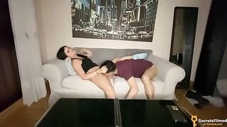 A girl invited a friend to watch a movie, but they began to engage in passionate foreplay