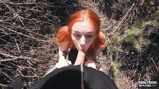 Ginger teen Madi Collins gets fucked hard after flashing outdoors