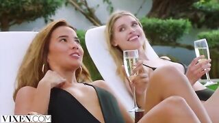 Stunning beauties Agatha, Freya, and Lika enjoy a passionate foursome