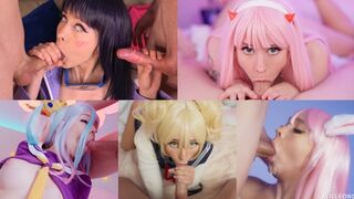 Best deep throat cosplay compilation with the stunning Alice Bong