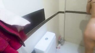Busty stepmom fucks me thinking I was her husband in the shower. She was shocked
