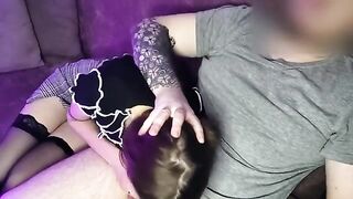 The guy became excited and had sex with the girl in her mouth