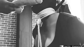 Bound slave gets big dildo in mouth and smelly pussy - Sex Tape