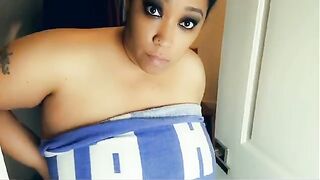 Ebony BBW stepmom gets cornered and fucked in the closet