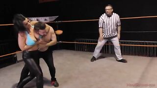 Nadia White, the busty brunette, dominates Glenn King in a fierce face-sitting match