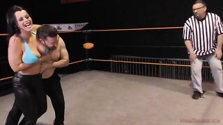 Nadia White, the busty brunette, dominates Glenn King in a fierce face-sitting match